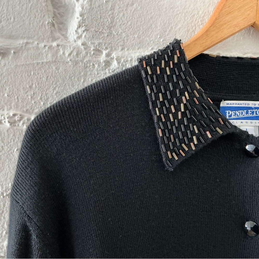 Vintage Pendleton Black Button Front Cardigan Swe… - image 2